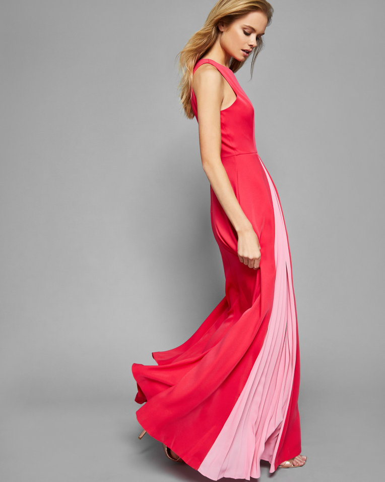 Ted Baker Contrast Pleated Panel Maxi Dress